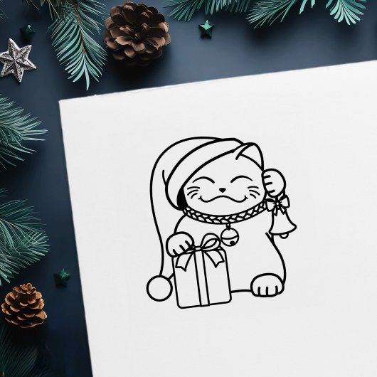 Witte kerstkat Doodle Color Me Zelfinktende Stempel