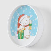 Witte kerstkat in een rood Pet (Hoek)