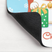 Witte kerstkat in een rood Pet Muismat (Hoek)