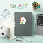 Witte kerstkat in een rood Pet Sticker (iPad Cover)