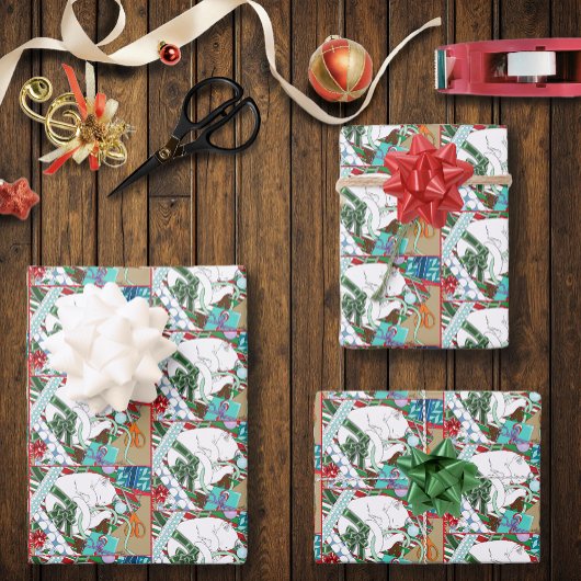 Witte Kerstkat Inpakpapier Vel