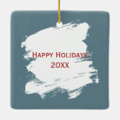 Witte kerstkat op een hek keramisch ornament (Achterkant)