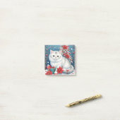 Witte Kerstkat Post-it® Notes (Op bureau)