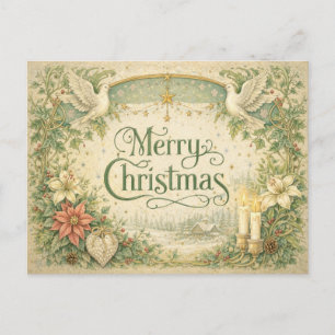 Witte Kerstkrans van de Oude Duif Feestdagenkaart