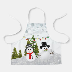 Witte Kerstman Sneeuwpop / Sneeuwscène voor Kinder Schort