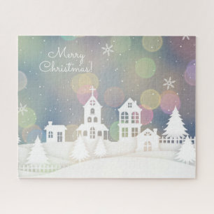 Witte Kerstmis met Bokeh Lights Legpuzzel