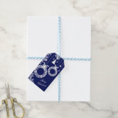 Witte kerstornament Wreath on Blue Cadeaulabel (Met Touw)