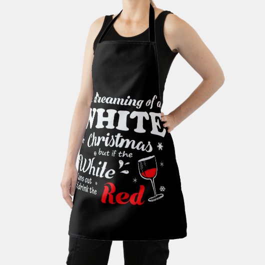 Witte kerstrode wijn TShirt Schort (Insitu)