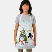 Witte kerstsnowman / sneeuwscène voor kinderen schort (Insitu)