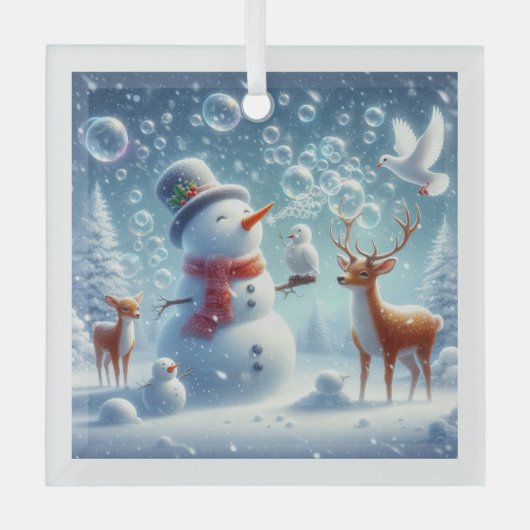 Witte kerstversiering glas ornament (Voorkant)