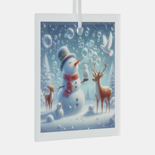 Witte kerstversiering glas ornament (Voorkant Rechts)