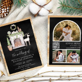 Witte kerstviering QR Code Black Weddenschap Kaart
