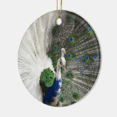 Witte kerstwitte pacock-sieraden keramisch ornament (Links)