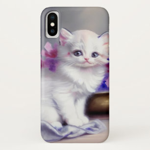  Witte Keuten met Roze en Paars Bloemen iPhone X Hoesje