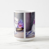  Witte Keuten met Roze en Paars Bloemen Magische Mok (Midden)