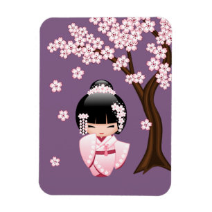 Witte Kimono Kokeshi-pop - Schattig Geisha-meisje Magneet