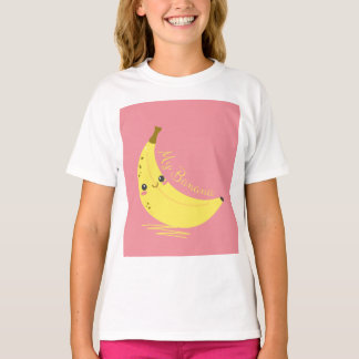 witte kinder T-shirt met halve mouwen en bananenon