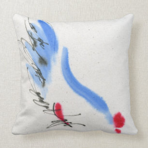 Witte kip. Calligrafie en waterverf Kussen