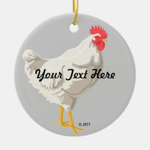 Witte kip keramisch ornament
