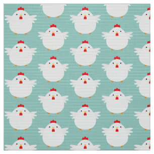 Witte kip met Bleek blauw patroon Stof