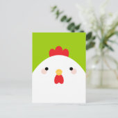 Witte kip op groene Briefkaarten (Staand voorkant)