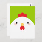 Witte kip op groene Briefkaarten (Voorkant / Achterkant)