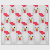Witte kip/witte rooster cadeaupapier (Vlak)