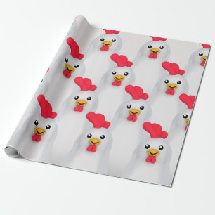 Witte kip/witte rooster cadeaupapier