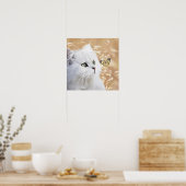 Witte kitten en vlinder poster (Keuken)