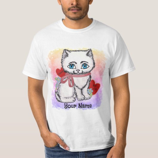 Witte kitten kat t-shirt (Voorkant)