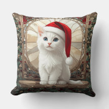 Witte Kitten met Kerstman Hoed