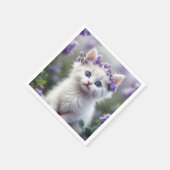 Witte kitten met Lila laurier Servet (Hoek)