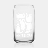 Witte Kitten Silhouetten - Schattige Feline Design Blikvorm Glas (Achterkant)