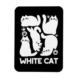 Witte Kitten Silhouetten - Schattige Feline Design Magneet
