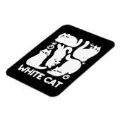 Witte Kitten Silhouetten - Schattige Feline Design Magneet (Linkerzijde)