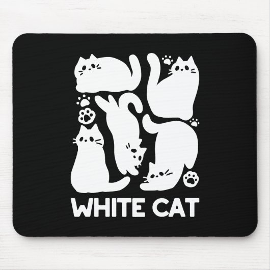 Witte Kitten Silhouetten - Schattige Feline Design Muismat (Voorkant)