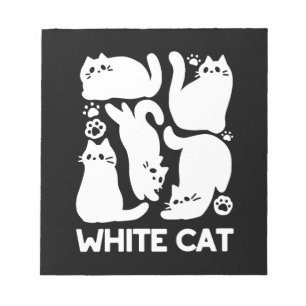 Witte Kitten Silhouetten - Schattige Feline Design Notitieblok