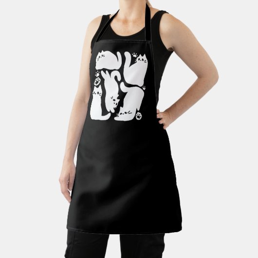 Witte Kitten Silhouetten - Schattige Feline Design Schort (Insitu)