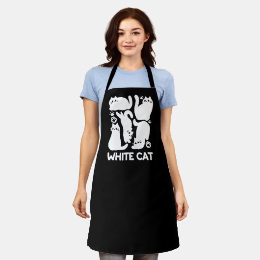 Witte Kitten Silhouetten - Schattige Feline Design Schort (Gedragen)