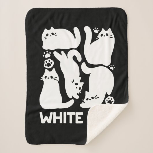 Witte Kitten Silhouetten - Schattige Feline Design Sherpa Deken (Voorkant)