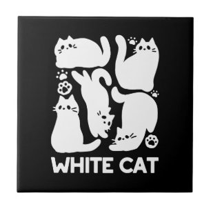 Witte Kitten Silhouetten - Schattige Feline Design Tegeltje