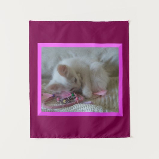 Witte kitten wandtapijt wandkleed (Voorkant)