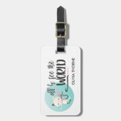 Witte kitten weg om de wereld te zien | Aangepaste Bagagelabel (Voorkant verticaal)