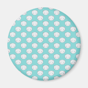 Witte Kittengezicht met Stippen over Teal Magneet
