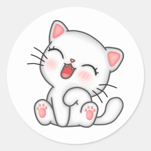 Witte Kitty Cat Stickers (Voorkant)