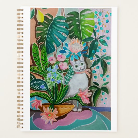 Witte Kitty in de groene planner (Voorkant)