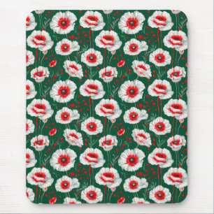 🌸 Witte klaproos bloemenbureau 🌸 Muismat