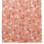 Witte klaprozen op vet rood douchegordijn (Voorkant)