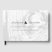 Witte klassieke rustieke houtnerf chique winter br gastenboek (Voorkant)