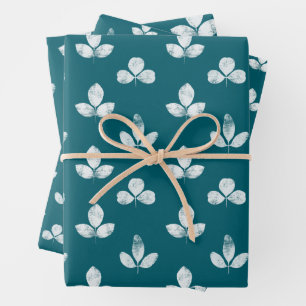 Witte Klaver Teal Inpakpapier Vel